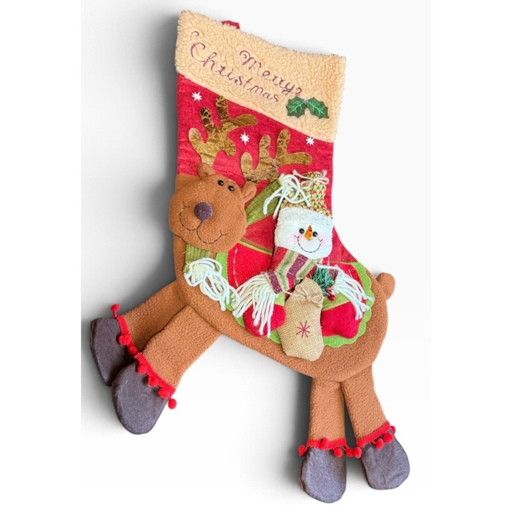 Christmas Stocking Snowman Reindeer Character 3D Merry Christmas
